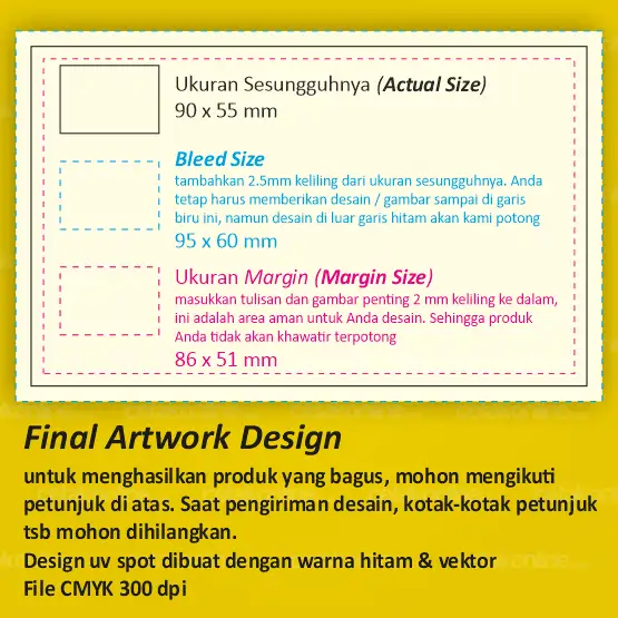 Kartu Nama UV Spot Art Carton 260 gsm cetak 1 sisi UV spot 1 sisi