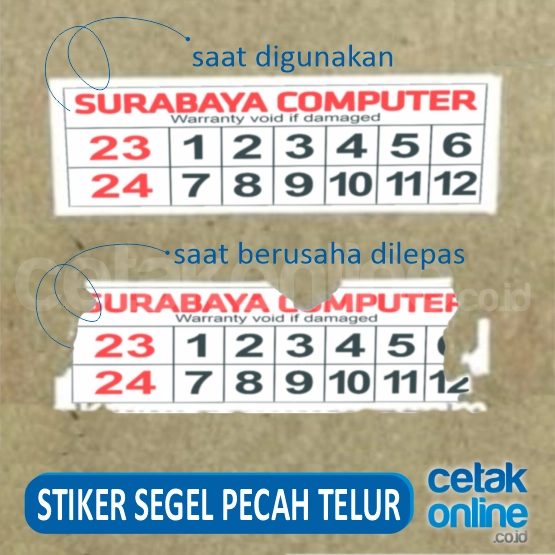 Stiker Segel Pecah Telur (Stiker Garansi) A3 Tanpa Cutting