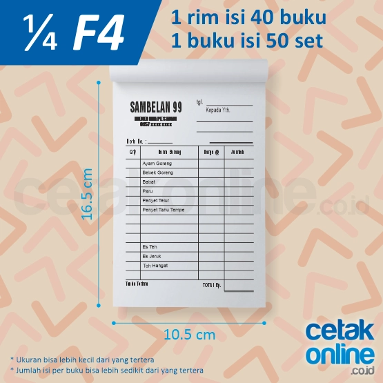Ukuran 1/4 F4