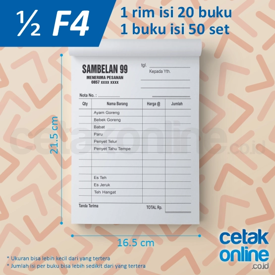 Ukuran 1/2 F4